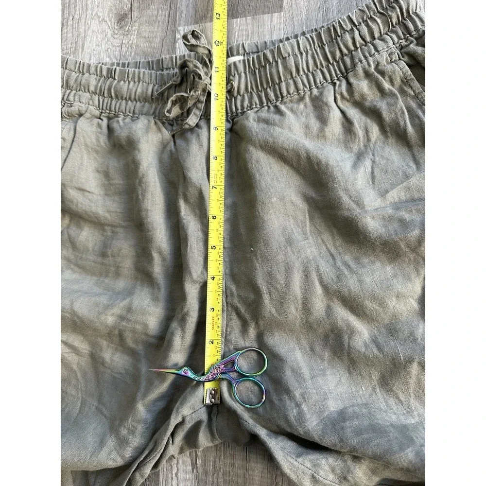 H&M L.O.G.G. Women's Size 4‎ Green Linen Blend Drawstring Waist Casual Pants